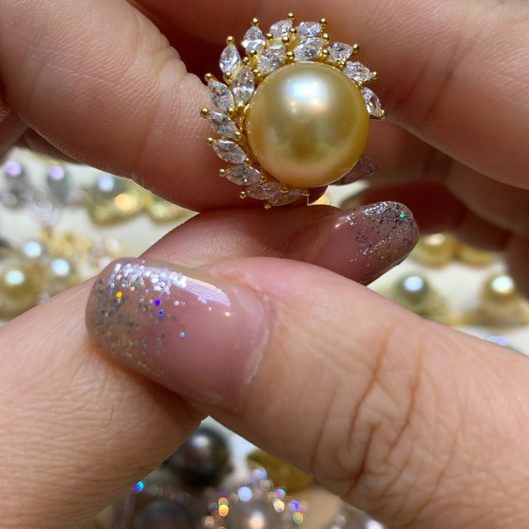 海水珍珠戒指银S925镶嵌