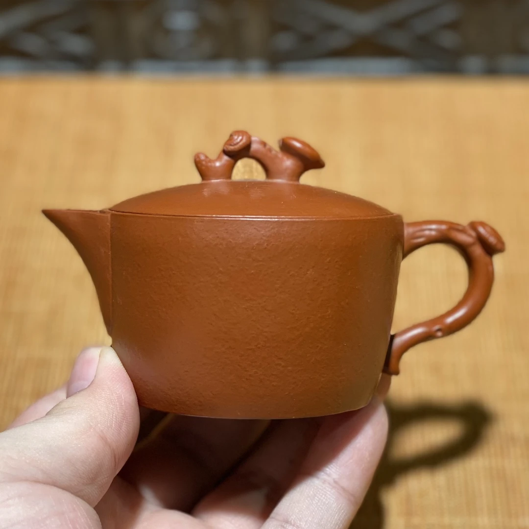宜兴紫砂壶灵芝汉瓦壶130cc精工原矿朱泥纯手工国潮中国风茶壶