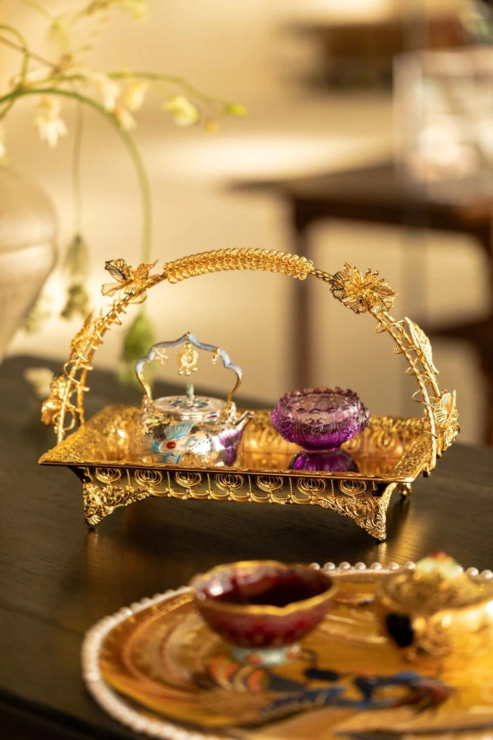 WXK001 金色水果盘茶周边精致小果篮多功能（不含器）