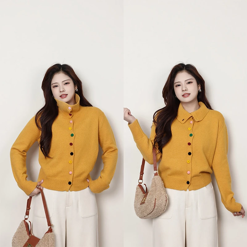 QC裂渡念念【活力橙】微胖大码女装冬高级感 毛针织衫上衣XS411G57