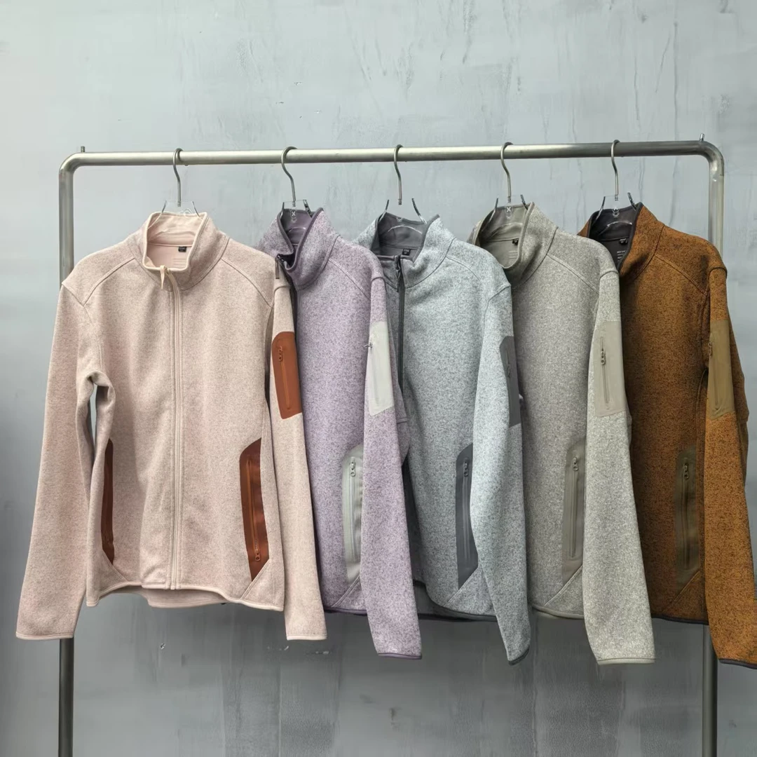 8807#鸟家男女同款抓绒针织开衫夹克