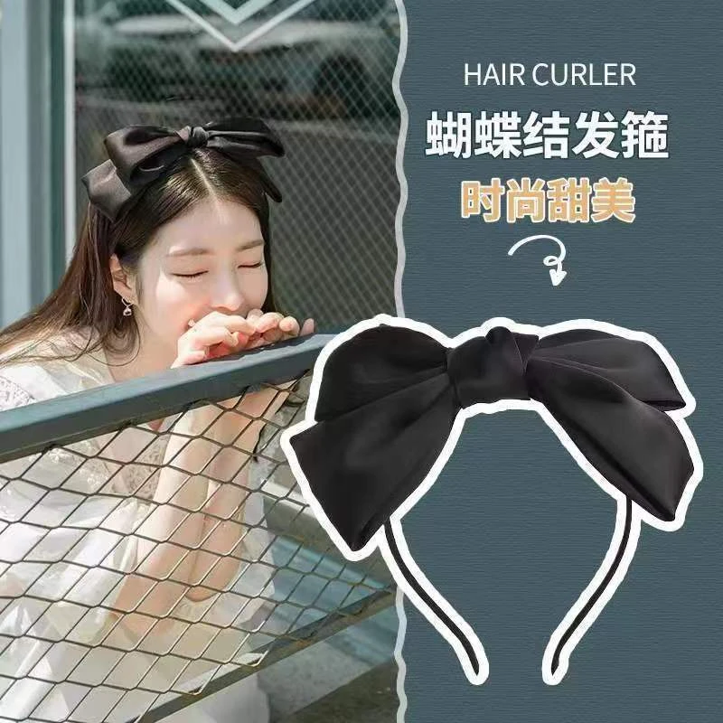 ins风蝴蝶结发箍日韩学院发卡丝绸缎面超大鞠婧祎款压发头箍头扣