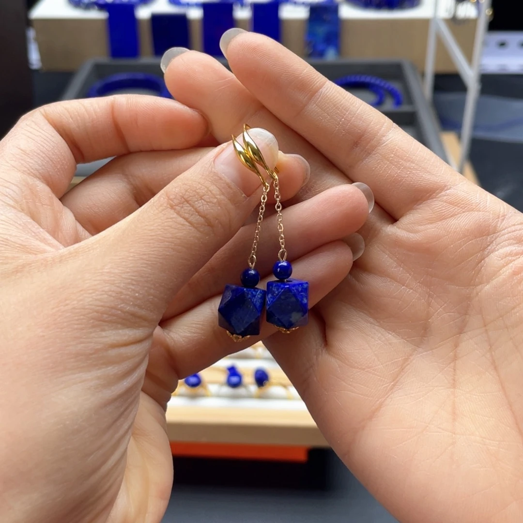 未镶嵌青金石耳钩八棱柱