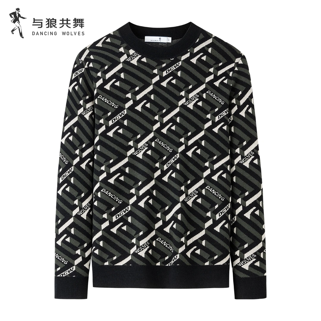 【特惠羊毛衫】与狼共舞秋冬保暖男士亲肤休闲时尚潮流男士羊毛衫