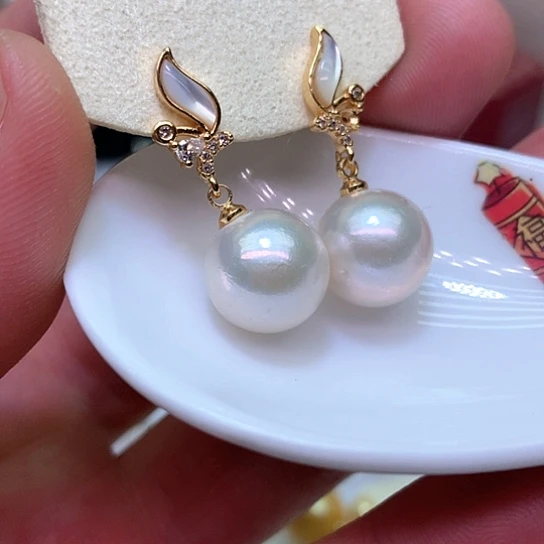 淡水珍珠耳饰银S925镶嵌