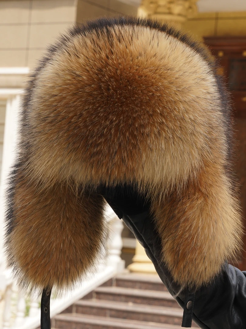 新款雷锋帽冬天加厚帽子环保毛东北全毛霸王帽冬季潮男女