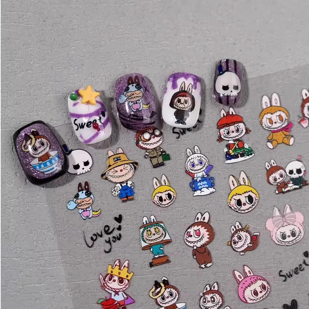 网红美甲可爱卡通拉卜卜搞怪个性拉布布防水贴手机指甲贴纸装饰品