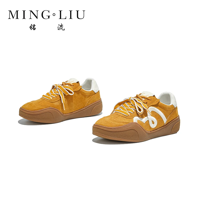 德训鞋2025秋季新款厚底真皮刺绣板鞋阿甘鞋厚底休闲百搭鞋子女