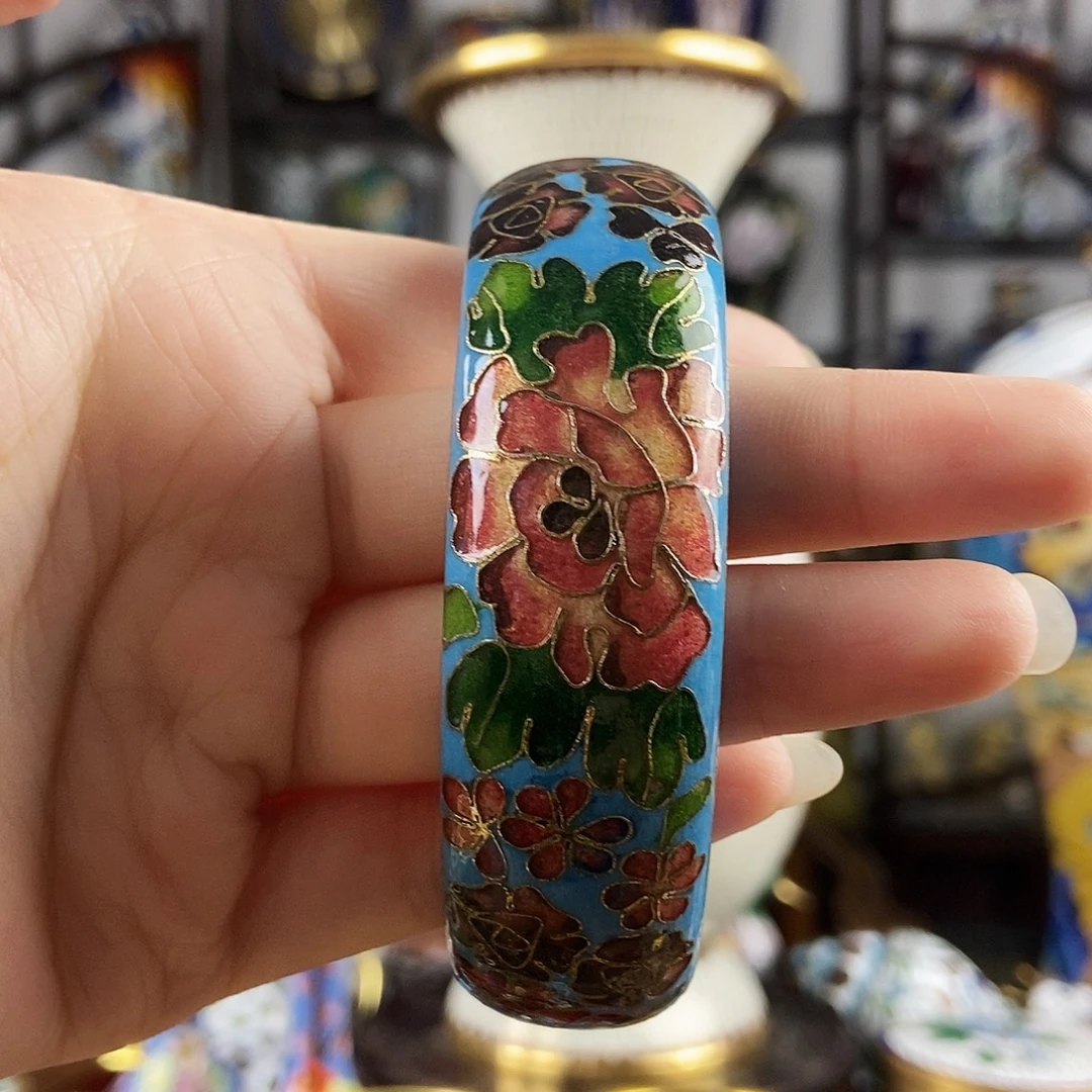 暖***）铜天蓝色老银蓝闭口镯