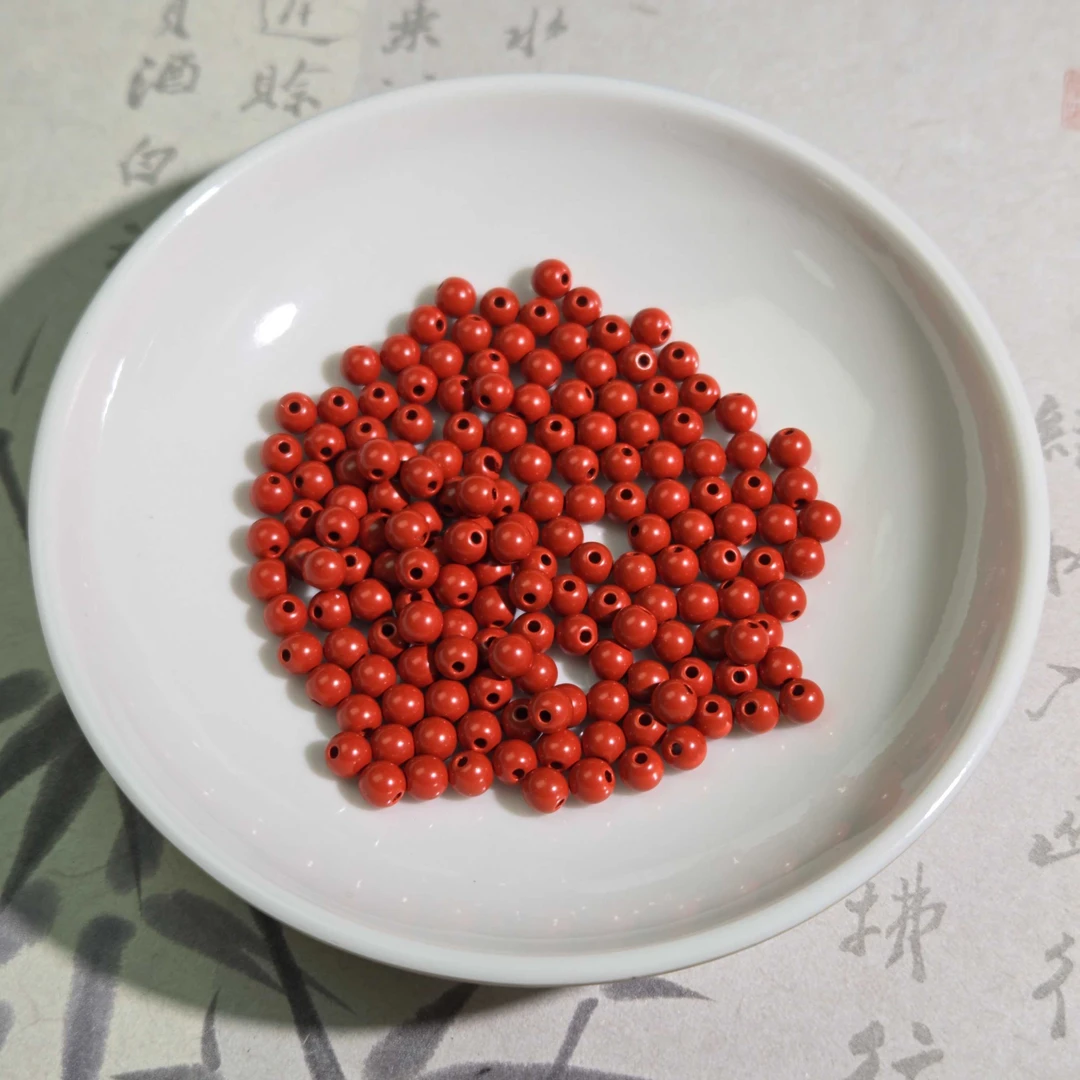 含辰砂工艺品多样性发145颗朱砂红砂散珠4mm