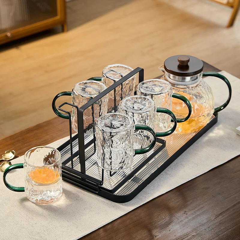 高级家用耐热玻璃杯带把手喝水杯水壶轻奢客厅待客茶杯冷水壶水具