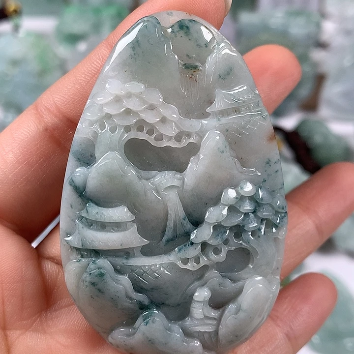 翡翠未镶嵌颈饰山水福利