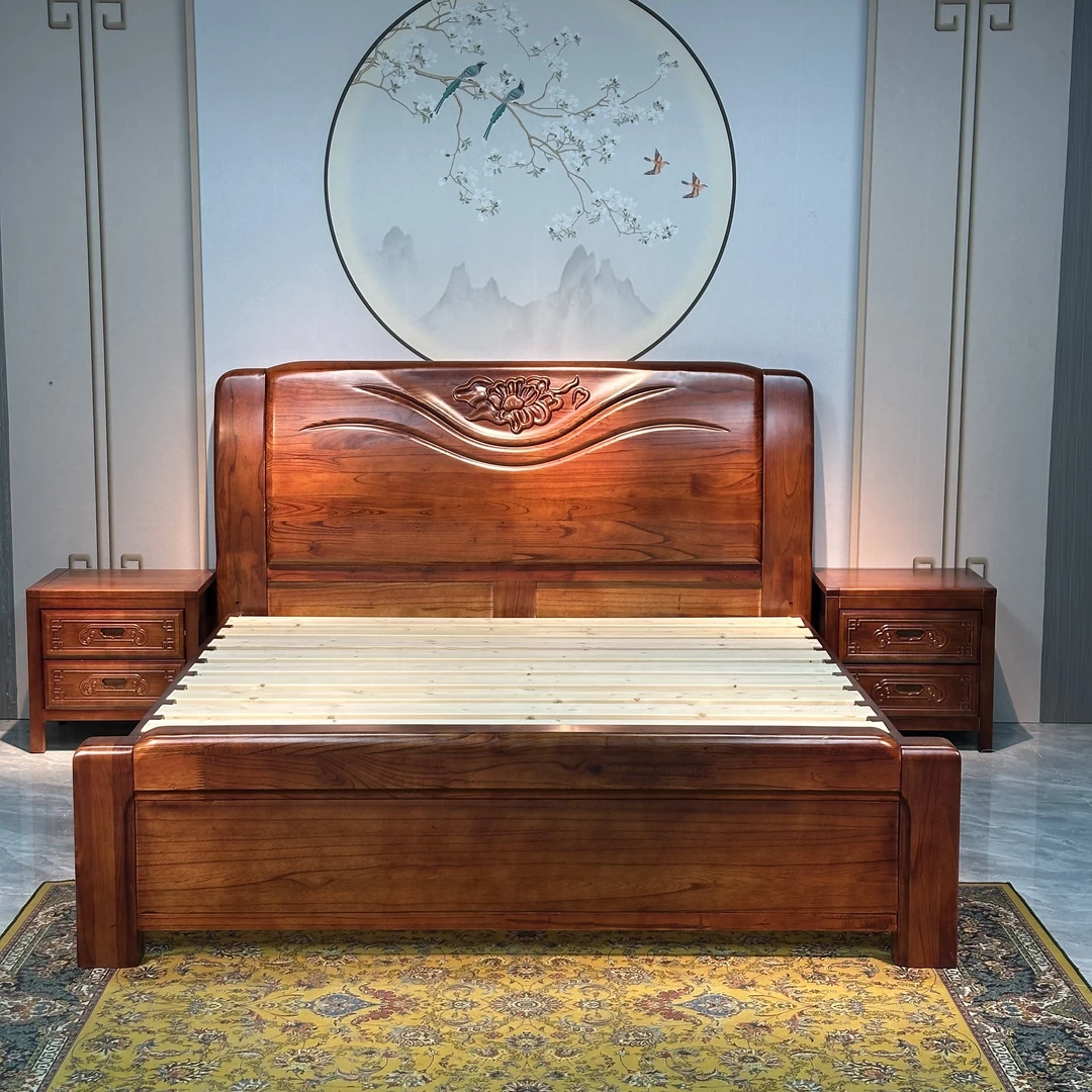 【国色天香】全实木床榫卯结构双人主卧婚床家用1.8米非洲红檀木