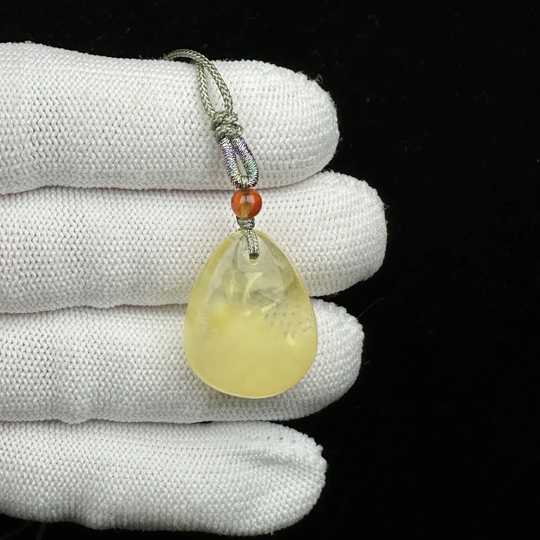 R6776天然原矿俄料蜜蜡 水滴吊坠 18*25*8mm支持复检