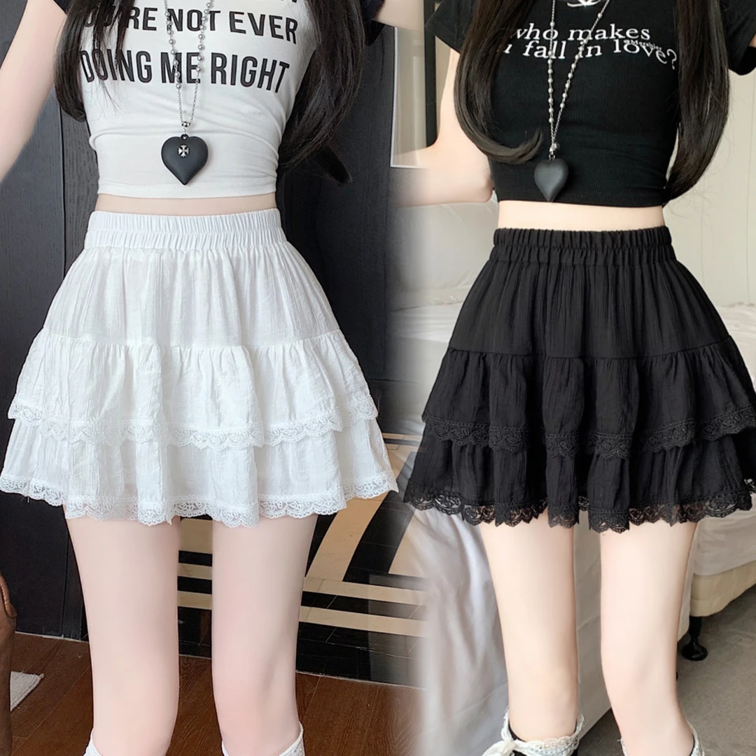 甜美白色蛋糕显瘦2025春夏新款辣妹百搭韩版蓬蓬半身裙子短裙洋气