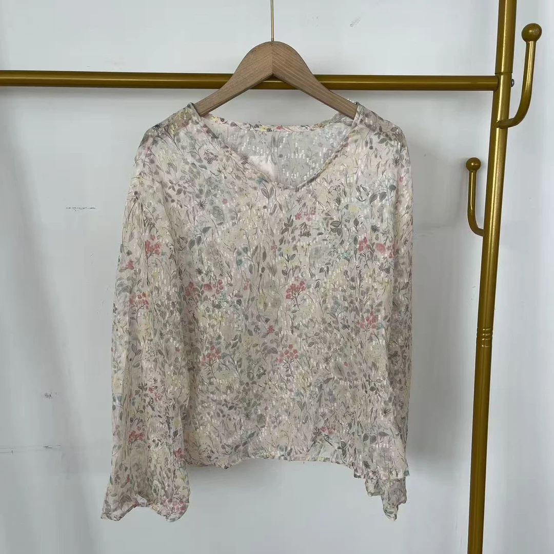 A10-18-338款   杏色V领民族风上衣长58