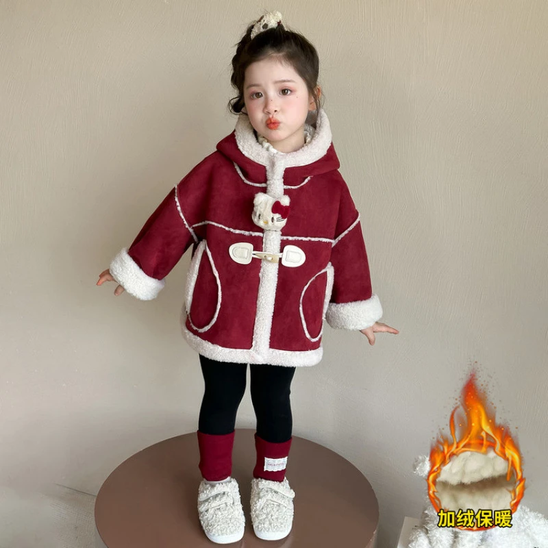 童泰【断码】女童加绒加厚外套秋冬款宝宝时髦皮毛一体2025冬季新款