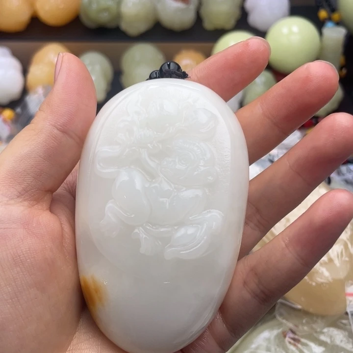 到***地石材天然古青石手把件
