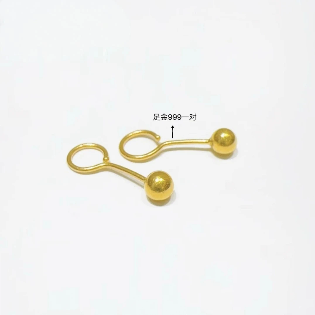 【老王黄金】足金999泡泡耳朵时尚百搭CAZ060
