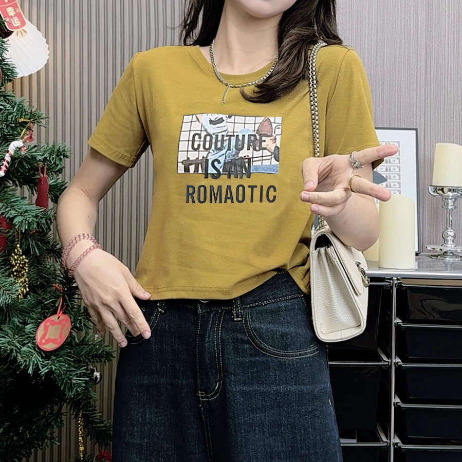 矩形图像减龄设计正肩T恤百搭休闲显瘦时尚夏季宽松新款女式