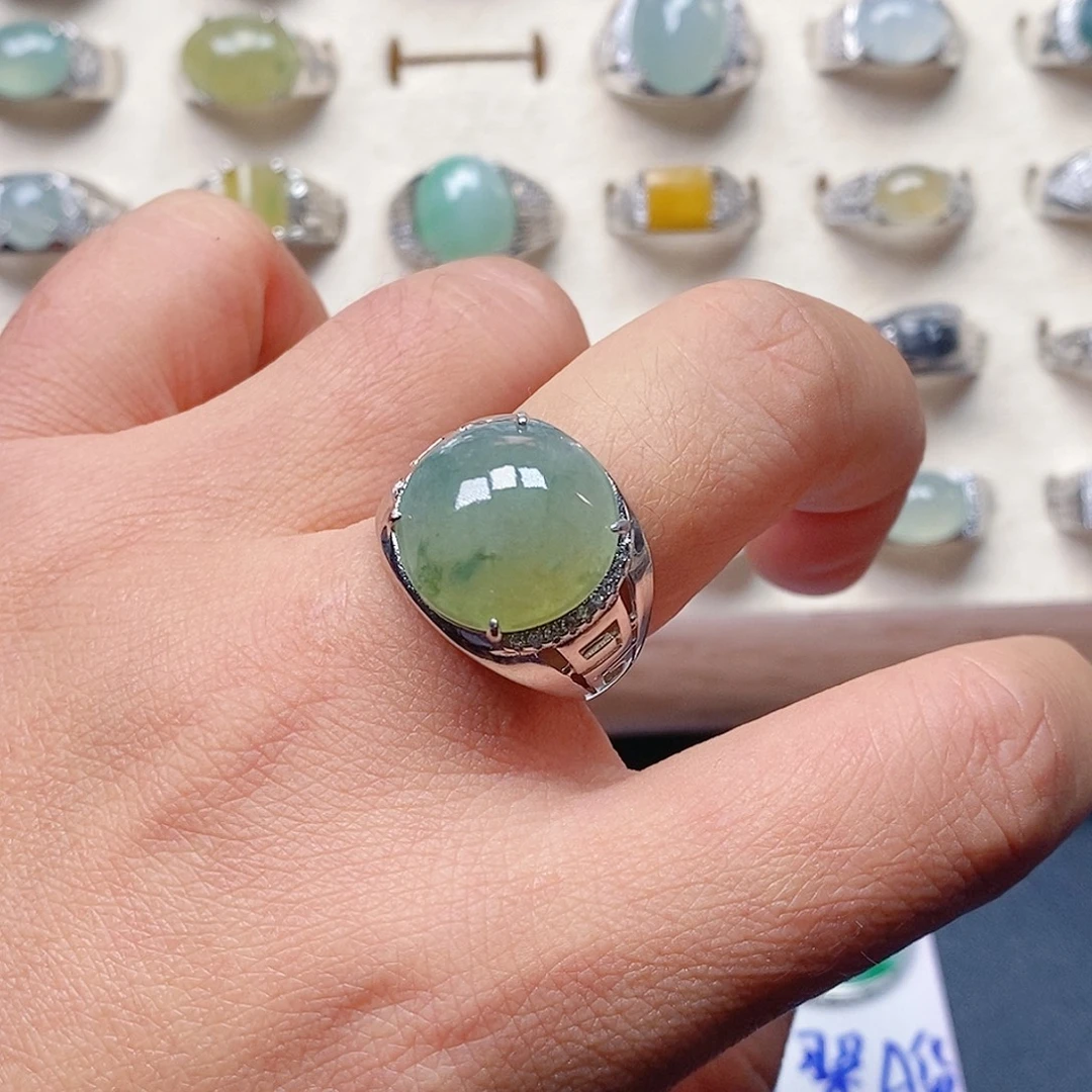 大***师翡翠银S925镶嵌戒指