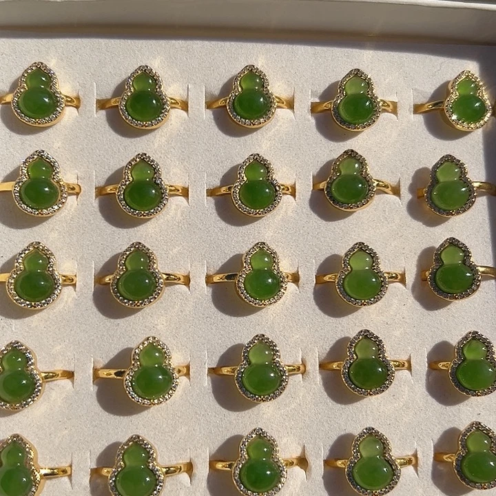 和田玉银S925镀金镶嵌手链葫芦戒指多样性拍一发一