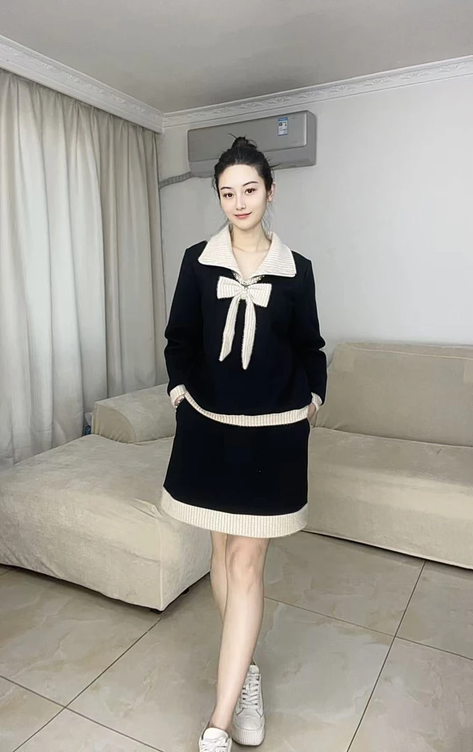 法式网红时尚小香风气质秋冬套装百搭显瘦休闲风翻领