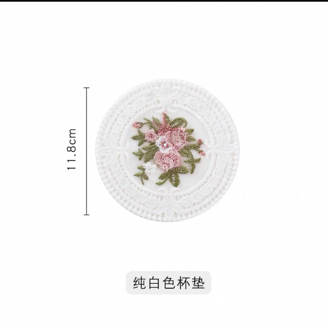 瓷器专属链接刺绣白色蕾丝茶杯垫