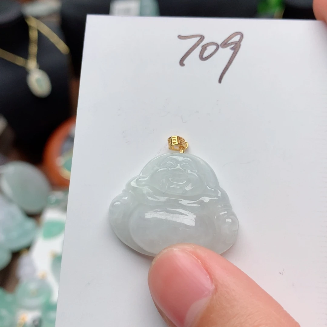 翡翠颈饰银S925镀金镶嵌吊坠