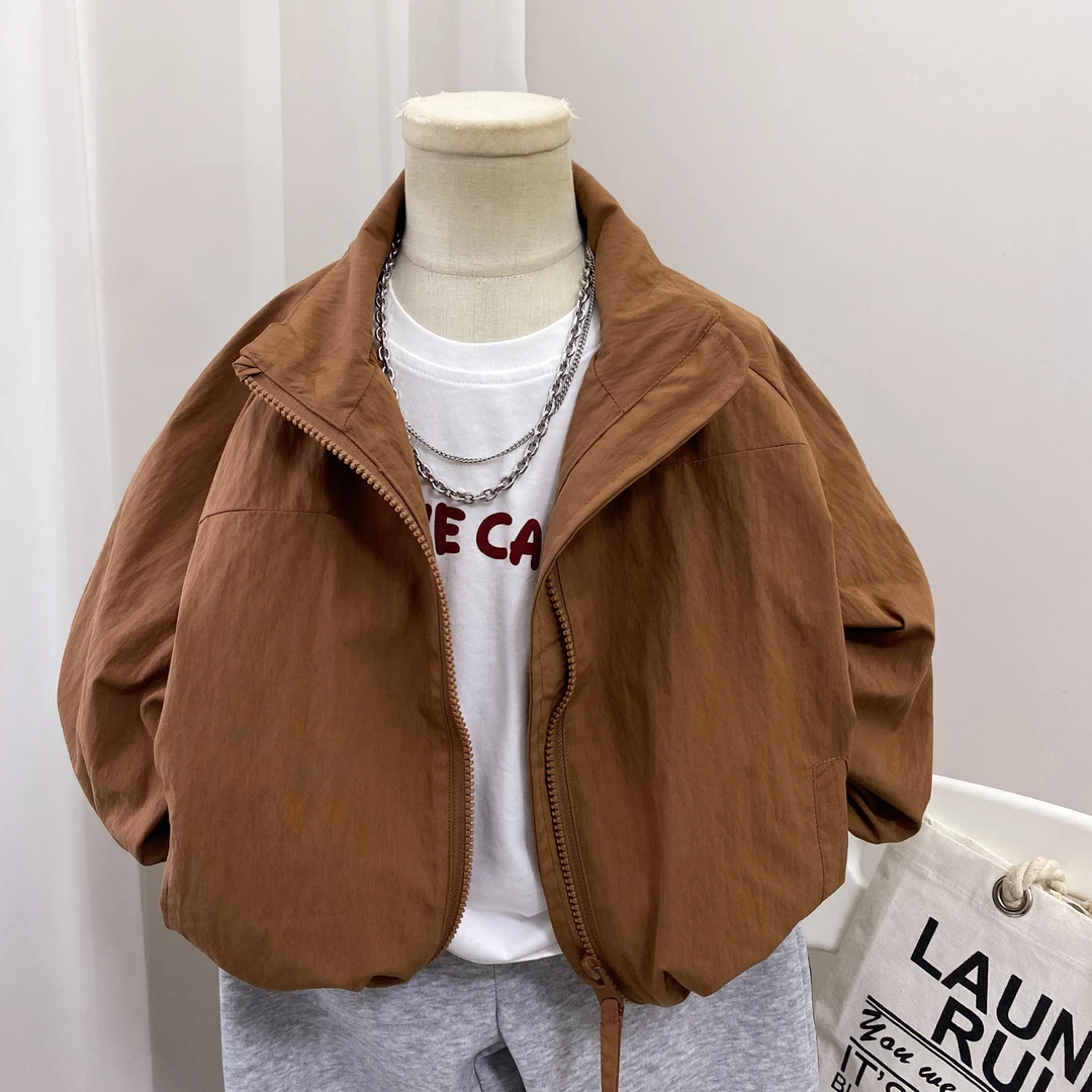 男童外套春秋装2025新款宽松韩版胖宝宝男孩韩系中童长袖纯色薄款