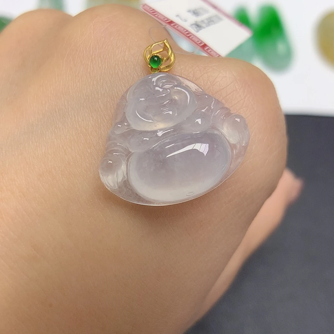 翡翠颈饰18K金镶嵌佛公