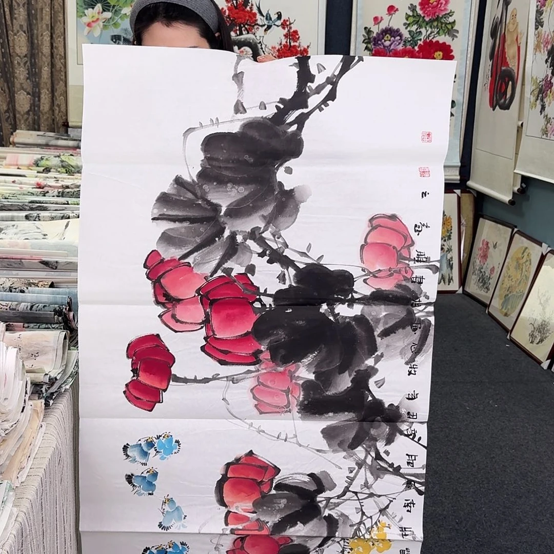 纯手绘国画作品好看四尺