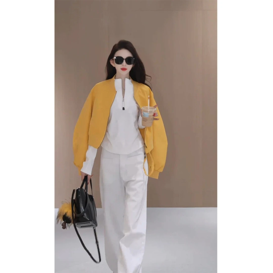 明【氛围日记】春款双拉链净板夹克棒球服短款外套气质时尚休闲上衣