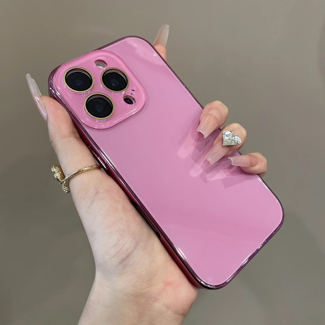 简约高级风电镀冰感玻璃适用iPhone17手机壳16新款15pm全包14pro