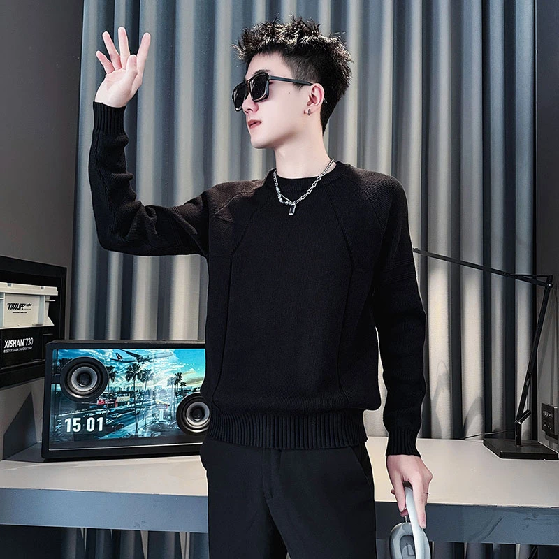 圆领毛衣男款冬季保暖加厚内搭线衣2024新款男士秋冬装打底针织衫
