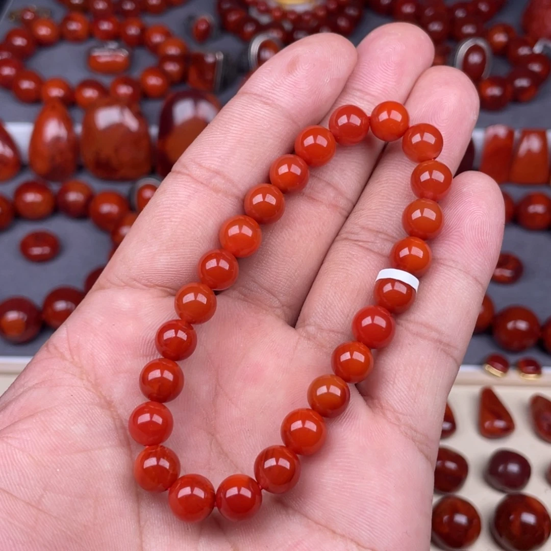 南红玛瑙未镶嵌瓦西南红圆珠手串8mm
