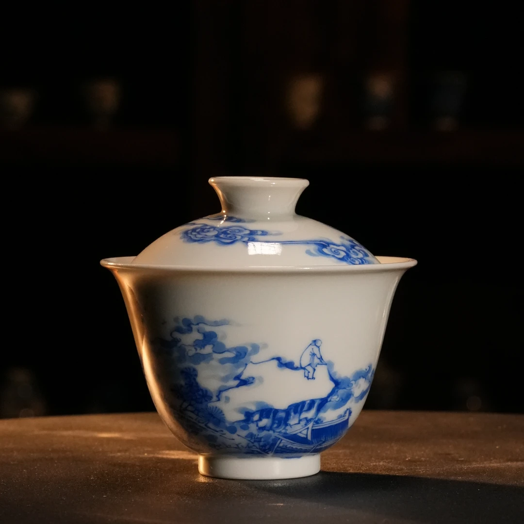 【景德詺兮】青花文漫山水盖碗MX1239