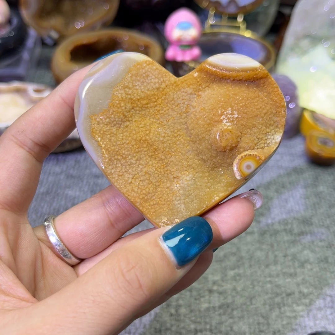 未镶嵌紫晶摆件橘色爱心