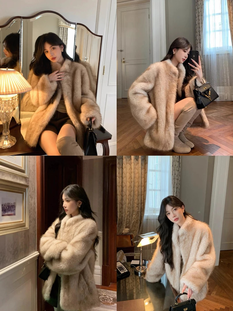 HENGXIN(侘寂北岛)秋冬新款时尚休闲百搭网红款毛毛外套