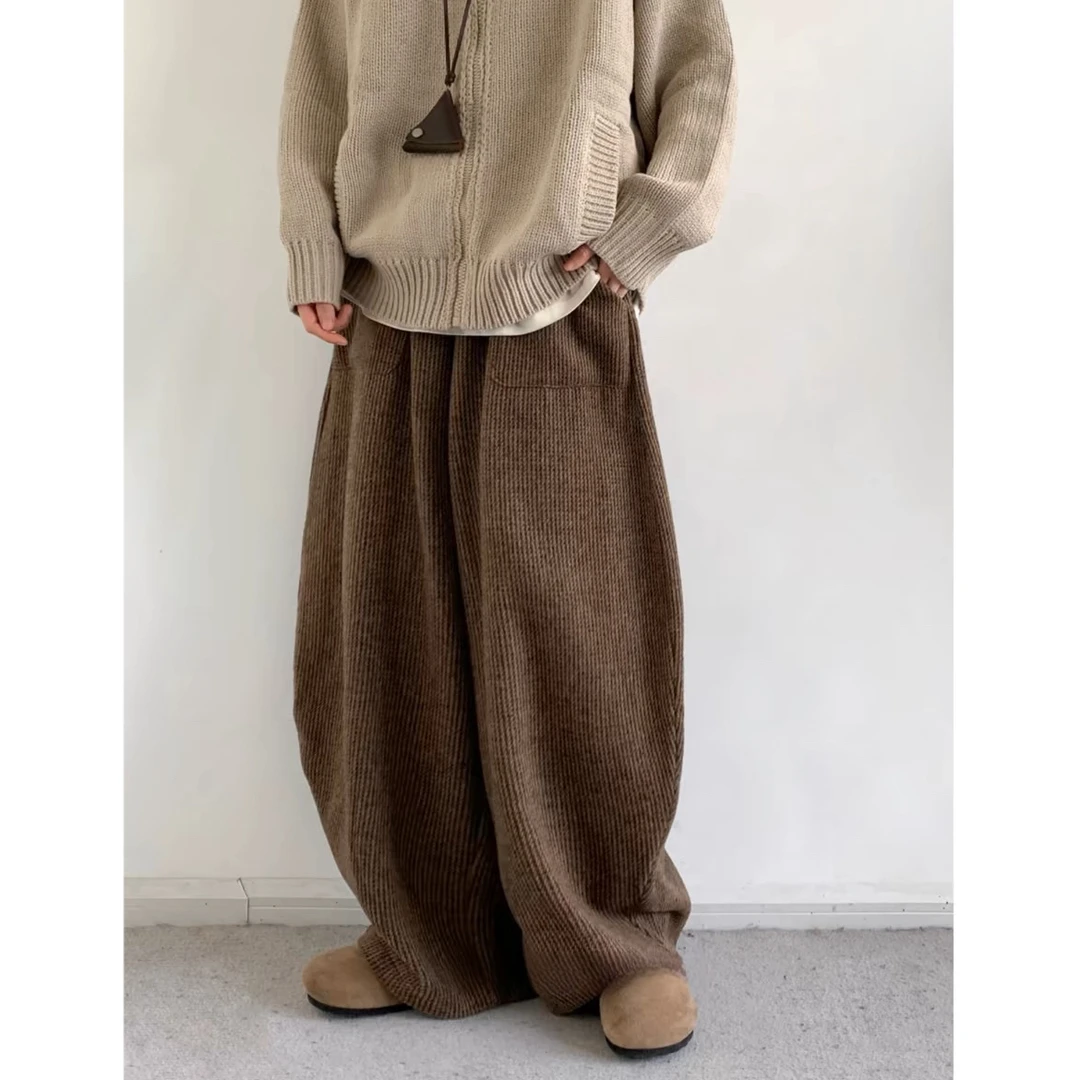 春秋新款日系复古灯芯绒休闲裤男女宽松美拉德慵懒阔腿长裤子