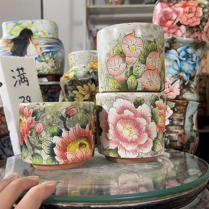 若***若景德镇手绘花盆满38包邮偏远地区除外