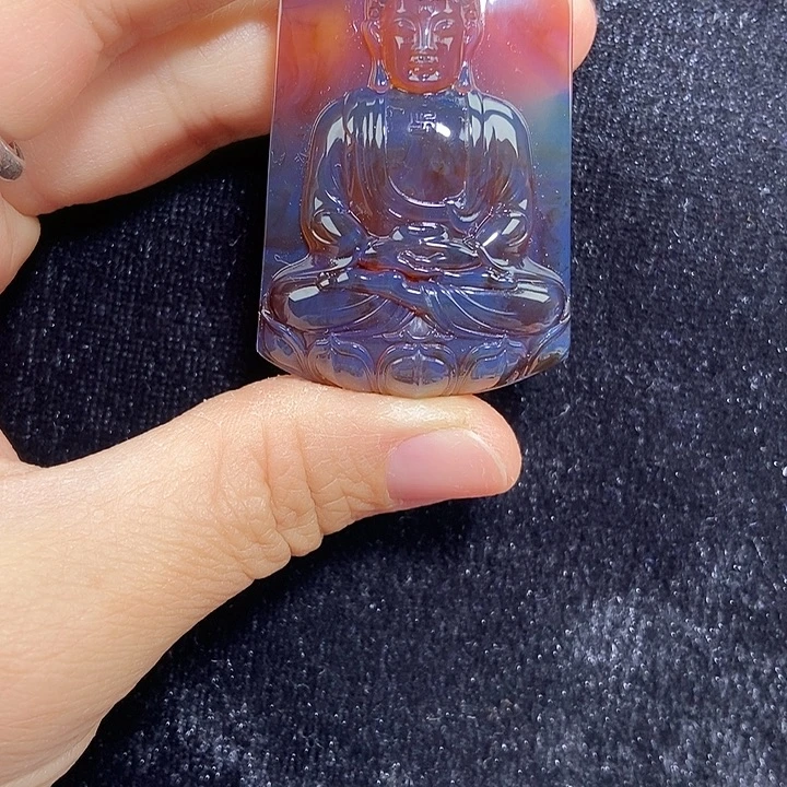 琥珀未镶嵌吊坠(不含链)天然缅甸琥珀紫罗兰大日如来