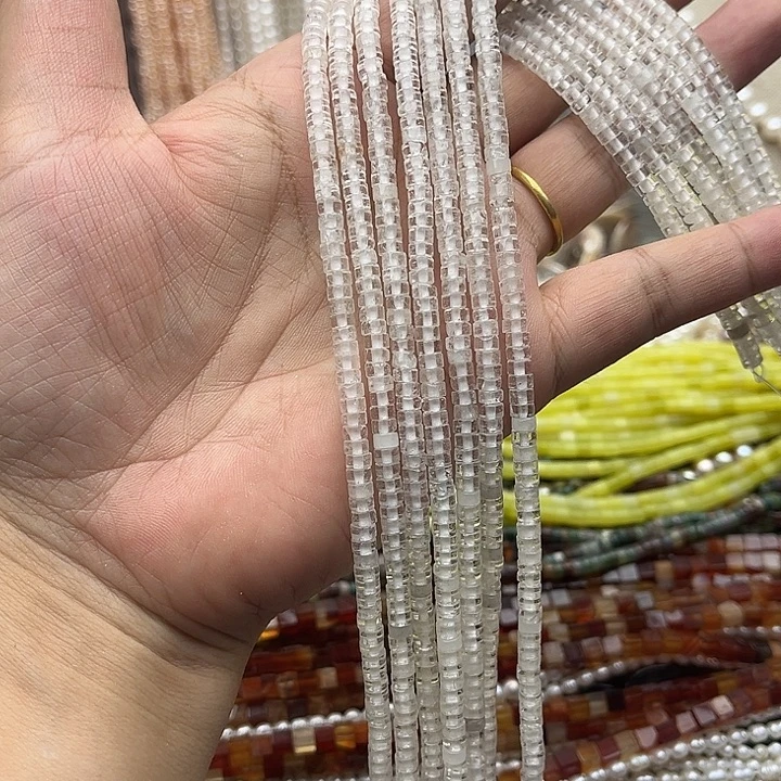 未镶嵌玛瑙/玉髓珠宝半成品一条4/2mm白水晶直切