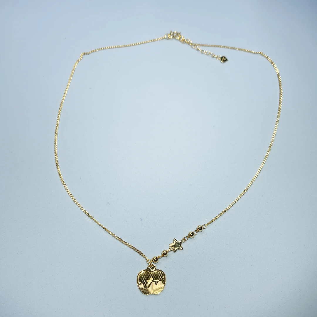 坠链均足银 同款金苹果吊坠项链吊坠女小众设计轻奢高级锁骨