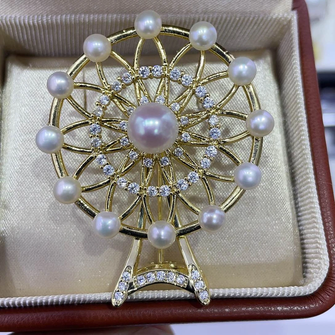 未镶嵌胸饰淡水珍珠