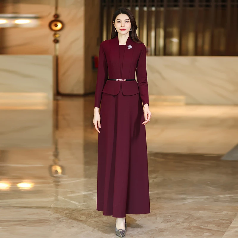 小香风连衣裙女春秋2025新款时尚端庄大气高级感气质显瘦假两件裙