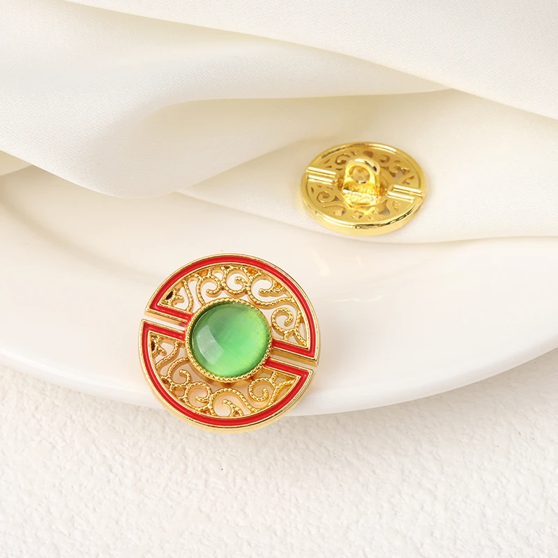 金属镂空仿玉石纽扣新中式唐装上衣衬衫旗袍国风配饰扣子