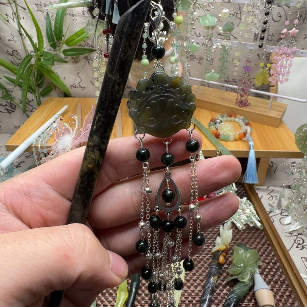 蛇纹石玉合金发饰