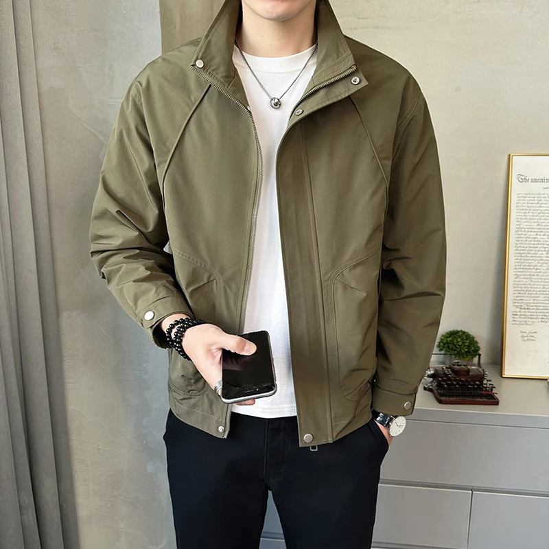 迈库科日亚美式工装夹克男士春季新款立领教练外套青年薄款男装潮