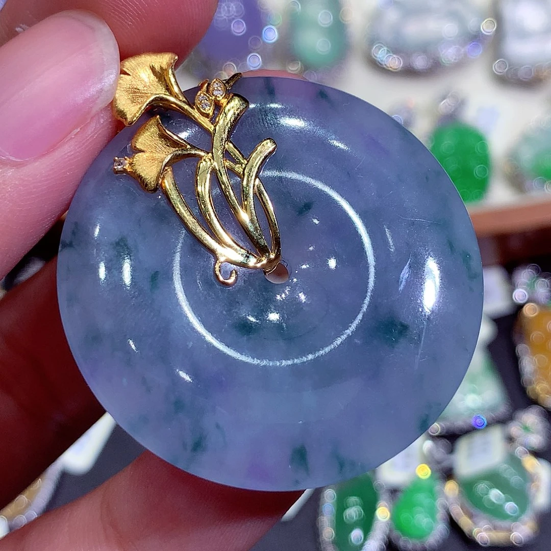 吊坠(不含链)18K金镶嵌翡翠